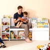 image:imageVEVOR Kids Storage Bench Wooden Toy Box Chest Large Storage Cabinet with Safety Hinge Toddlers Retro Storage Bench for Playroom Living Room or Entryway 297 x 153 x 189 in Easy Assembly BrownWhite