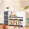 image:imageVEVOR Kids Storage Bench Wooden Toy Box Chest Large Storage Cabinet with Safety Hinge Toddlers Retro Storage Bench for Playroom Living Room or Entryway 297 x 153 x 189 in Easy Assembly BrownWhite