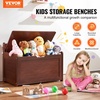 image:imageVEVOR Kids Storage Bench Wooden Toy Box Chest Large Storage Cabinet with Safety Hinge Toddlers Retro Storage Bench for Playroom Living Room or Entryway 297 x 153 x 189 in Easy Assembly BrownCherry