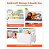 image:imageVEVOR Kids Storage Bench Wooden Toy Box Chest Large Storage Cabinet with Safety Hinge Toddlers Retro Storage Bench for Playroom Living Room or Entryway 297 x 153 x 189 in Easy Assembly BrownWhite