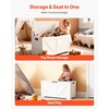 image:imageVEVOR Kids Storage Bench Wooden Toy Box Chest Large Storage Cabinet with Safety Hinge Toddlers Retro Storage Bench for Playroom Living Room or Entryway 297 x 153 x 189 in Easy Assembly BrownWhite