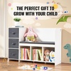image:imageVEVOR Kids Storage Bench Wooden Toy Box Chest Large Storage Cabinet with Safety Hinge Toddlers Retro Storage Bench for Playroom Living Room or Entryway 297 x 153 x 189 in Easy Assembly BrownWhite