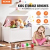 image:imageVEVOR Kids Storage Bench Wooden Toy Box Chest Large Storage Cabinet with Safety Hinge Toddlers Retro Storage Bench for Playroom Living Room or Entryway 297 x 153 x 189 in Easy Assembly BrownWhite