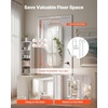 image:imageVEVOR LED Mirror Jewelry Cabinet 425inch Tall FullLength Mirror with Storage Wall MountOver the Door Jewelry Armoire Organizer with Lights Rounded Design Lockable Door with 2 Keys WhiteWhite