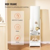 image:imageVEVOR LED Mirror Jewelry Cabinet 425inch Tall FullLength Mirror with Storage Wall MountOver the Door Jewelry Armoire Organizer with Lights Rounded Design Lockable Door with 2 Keys WhiteWhite