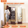 image:imageVEVOR LED Mirror Jewelry Cabinet 425inch Tall FullLength Mirror with Storage Wall MountOver the Door Jewelry Armoire Organizer with Lights Rounded Design Lockable Door with 2 Keys WhiteBrown