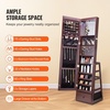 image:imageVEVOR LED Mirror Jewelry Cabinet 425inch Tall FullLength Mirror with Storage Wall MountOver the Door Jewelry Armoire Organizer with Lights Rounded Design Lockable Door with 2 Keys WhiteBrown