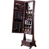 image:imageVEVOR LED Mirror Jewelry Cabinet 425inch Tall FullLength Mirror with Storage Wall MountOver the Door Jewelry Armoire Organizer with Lights Rounded Design Lockable Door with 2 Keys WhiteBrown