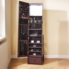 image:imageVEVOR LED Mirror Jewelry Cabinet 425inch Tall FullLength Mirror with Storage Wall MountOver the Door Jewelry Armoire Organizer with Lights Rounded Design Lockable Door with 2 Keys WhiteBrown