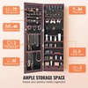 image:imageVEVOR LED Mirror Jewelry Cabinet 425inch Tall FullLength Mirror with Storage Wall MountOver the Door Jewelry Armoire Organizer with Lights Rounded Design Lockable Door with 2 Keys WhiteBrown