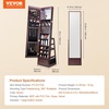 image:imageVEVOR LED Mirror Jewelry Cabinet 425inch Tall FullLength Mirror with Storage Wall MountOver the Door Jewelry Armoire Organizer with Lights Rounded Design Lockable Door with 2 Keys WhiteBrown