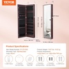 image:imageVEVOR LED Mirror Jewelry Cabinet 425inch Tall FullLength Mirror with Storage Wall MountOver the Door Jewelry Armoire Organizer with Lights Rounded Design Lockable Door with 2 Keys WhiteBrown