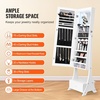 image:imageVEVOR LED Mirror Jewelry Cabinet 425inch Tall FullLength Mirror with Storage Wall MountOver the Door Jewelry Armoire Organizer with Lights Rounded Design Lockable Door with 2 Keys WhiteWhite