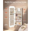 image:imageVEVOR LED Mirror Jewelry Cabinet 425inch Tall FullLength Mirror with Storage Wall MountOver the Door Jewelry Armoire Organizer with Lights Rounded Design Lockable Door with 2 Keys WhiteWhite