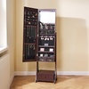 image:imageVEVOR LED Mirror Jewelry Cabinet 425inch Tall FullLength Mirror with Storage Wall MountOver the Door Jewelry Armoire Organizer with Lights Rounded Design Lockable Door with 2 Keys WhiteBrown