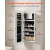 image:imageVEVOR LED Mirror Jewelry Cabinet 425inch Tall FullLength Mirror with Storage Wall MountOver the Door Jewelry Armoire Organizer with Lights Rounded Design Lockable Door with 2 Keys WhiteWhite with LED