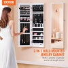 image:imageVEVOR LED Mirror Jewelry Cabinet 425inch Tall FullLength Mirror with Storage Wall MountOver the Door Jewelry Armoire Organizer with Lights Rounded Design Lockable Door with 2 Keys WhiteWhite