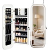 image:imageVEVOR LED Mirror Jewelry Cabinet 425inch Tall FullLength Mirror with Storage Wall MountOver the Door Jewelry Armoire Organizer with Lights Rounded Design Lockable Door with 2 Keys WhiteWhite with LED