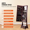 image:imageVEVOR LED Mirror Jewelry Cabinet 425inch Tall FullLength Mirror with Storage Wall MountOver the Door Jewelry Armoire Organizer with Lights Rounded Design Lockable Door with 2 Keys WhiteBrown