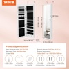 image:imageVEVOR LED Mirror Jewelry Cabinet 425inch Tall FullLength Mirror with Storage Wall MountOver the Door Jewelry Armoire Organizer with Lights Rounded Design Lockable Door with 2 Keys WhiteWhite