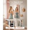 image:imageVEVOR LED Mirror Jewelry Cabinet 425inch Tall FullLength Mirror with Storage Wall MountOver the Door Jewelry Armoire Organizer with Lights Rounded Design Lockable Door with 2 Keys WhiteWhite with LED