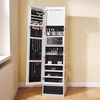 image:imageVEVOR LED Mirror Jewelry Cabinet 425inch Tall FullLength Mirror with Storage Wall MountOver the Door Jewelry Armoire Organizer with Lights Rounded Design Lockable Door with 2 Keys WhiteWhite