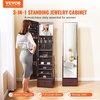 image:imageVEVOR LED Mirror Jewelry Cabinet 425inch Tall FullLength Mirror with Storage Wall MountOver the Door Jewelry Armoire Organizer with Lights Rounded Design Lockable Door with 2 Keys WhiteBrown