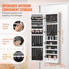 image:imageVEVOR LED Mirror Jewelry Cabinet 425inch Tall FullLength Mirror with Storage Wall MountOver the Door Jewelry Armoire Organizer with Lights Rounded Design Lockable Door with 2 Keys WhiteWhite