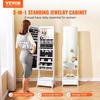 image:imageVEVOR LED Mirror Jewelry Cabinet 425inch Tall FullLength Mirror with Storage Wall MountOver the Door Jewelry Armoire Organizer with Lights Rounded Design Lockable Door with 2 Keys WhiteWhite