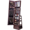image:imageVEVOR LED Mirror Jewelry Cabinet 425inch Tall FullLength Mirror with Storage Wall MountOver the Door Jewelry Armoire Organizer with Lights Rounded Design Lockable Door with 2 Keys WhiteBrown