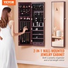 image:imageVEVOR LED Mirror Jewelry Cabinet 425inch Tall FullLength Mirror with Storage Wall MountOver the Door Jewelry Armoire Organizer with Lights Rounded Design Lockable Door with 2 Keys WhiteBrown