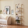image:imageVEVOR Ladder Shelf 5Tier Bookshelf 156x118in Open WallMounted Ladder Shelf with Metal FrameStorage Rack Sundries Holder for Kitchen Bedroom Bathroom Living Room Gold WhiteGold
