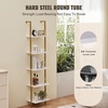 image:imageVEVOR Ladder Shelf 5Tier Bookshelf 156x118in Open WallMounted Ladder Shelf with Metal FrameStorage Rack Sundries Holder for Kitchen Bedroom Bathroom Living Room Gold WhiteGold