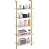 image:imageVEVOR Ladder Shelf 5Tier Bookshelf 156x118in Open WallMounted Ladder Shelf with Metal FrameStorage Rack Sundries Holder for Kitchen Bedroom Bathroom Living Room Gold WhiteGold