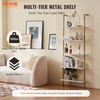 image:imageVEVOR Ladder Shelf 5Tier Bookshelf 156x118in Open WallMounted Ladder Shelf with Metal FrameStorage Rack Sundries Holder for Kitchen Bedroom Bathroom Living Room Gold WhiteGold