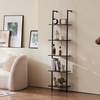 image:imageVEVOR Ladder Shelf 5Tier Bookshelf 156x118in Open WallMounted Ladder Shelf with Metal FrameStorage Rack Sundries Holder for Kitchen Bedroom Bathroom Living Room Gold WhiteBlack