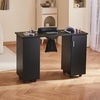 image:imageVEVOR Manicure Nail Table Mobile Nail Station with Powerful Dust Collector MDF Nail Tech Desk with 8 Lockable Wheels 3 Dust Bag amp Wrist Rest Nail Art Workstation for Home Spa Beauty SalonBlack
