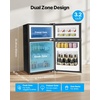 image:imageVEVOR Mini Fridge with Freezer 32 CuFt Dual Zone Compact Refrigerator 3 Modes Adjustable Temp Energy Efficient Small Fridge Reversible Door Low Noise for Bedroom Dorm Brushed StainlessBlack