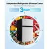 image:imageVEVOR Mini Fridge with Freezer 32 CuFt Dual Zone Compact Refrigerator 3 Modes Adjustable Temp Energy Efficient Small Fridge Reversible Door Low Noise for Bedroom Dorm Brushed StainlessBrushed Stainless
