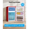 image:imageVEVOR Mini Fridge with Freezer 32 CuFt Dual Zone Compact Refrigerator 3 Modes Adjustable Temp Energy Efficient Small Fridge Reversible Door Low Noise for Bedroom Dorm Brushed StainlessRetro Red