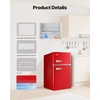 image:imageVEVOR Mini Fridge with Freezer 32 CuFt Dual Zone Compact Refrigerator 3 Modes Adjustable Temp Energy Efficient Small Fridge Reversible Door Low Noise for Bedroom Dorm Brushed StainlessRetro Red