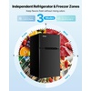 image:imageVEVOR Mini Fridge with Freezer 32 CuFt Dual Zone Compact Refrigerator 3 Modes Adjustable Temp Energy Efficient Small Fridge Reversible Door Low Noise for Bedroom Dorm Brushed StainlessBlack