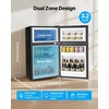 image:imageVEVOR Mini Fridge with Freezer 32 CuFt Dual Zone Compact Refrigerator 3 Modes Adjustable Temp Energy Efficient Small Fridge Reversible Door Low Noise for Bedroom Dorm Brushed StainlessBrushed Stainless