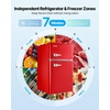 image:imageVEVOR Mini Fridge with Freezer 32 CuFt Dual Zone Compact Refrigerator 3 Modes Adjustable Temp Energy Efficient Small Fridge Reversible Door Low Noise for Bedroom Dorm Brushed StainlessRetro Red