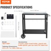 image:imageVEVOR Outdoor Grill Dining Cart with DoubleShelf BBQ Movable Food Prep Table Multifunctional Foldable Iron Table Top Portable Modular Carts for Pizza Oven Worktable with 2 Wheels Carry HandleIron Table Top