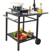 image:imageVEVOR Outdoor Grill Dining Cart with DoubleShelf BBQ Movable Food Prep Table Multifunctional Foldable Iron Table Top Portable Modular Carts for Pizza Oven Worktable with 2 Wheels Carry HandleIron Table Top