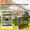 image:imageVEVOR Outdoor Grill Dining Cart with DoubleShelf BBQ Movable Food Prep Table Multifunctional Foldable Iron Table Top Portable Modular Carts for Pizza Oven Worktable with 2 Wheels Carry HandleIron Table Top