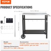 image:imageVEVOR Outdoor Grill Dining Cart with DoubleShelf BBQ Movable Food Prep Table Multifunctional Foldable Iron Table Top Portable Modular Carts for Pizza Oven Worktable with 2 Wheels Carry HandleStainless Steel Table Top