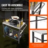 image:imageVEVOR Outdoor Grill Dining Cart with DoubleShelf BBQ Movable Food Prep Table Multifunctional Foldable Iron Table Top Portable Modular Carts for Pizza Oven Worktable with 2 Wheels Carry HandleStainless Steel Table Top