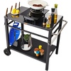 image:imageVEVOR Outdoor Grill Dining Cart with DoubleShelf BBQ Movable Food Prep Table Multifunctional Foldable Iron Table Top Portable Modular Carts for Pizza Oven Worktable with 2 Wheels Carry HandleIron Table Top